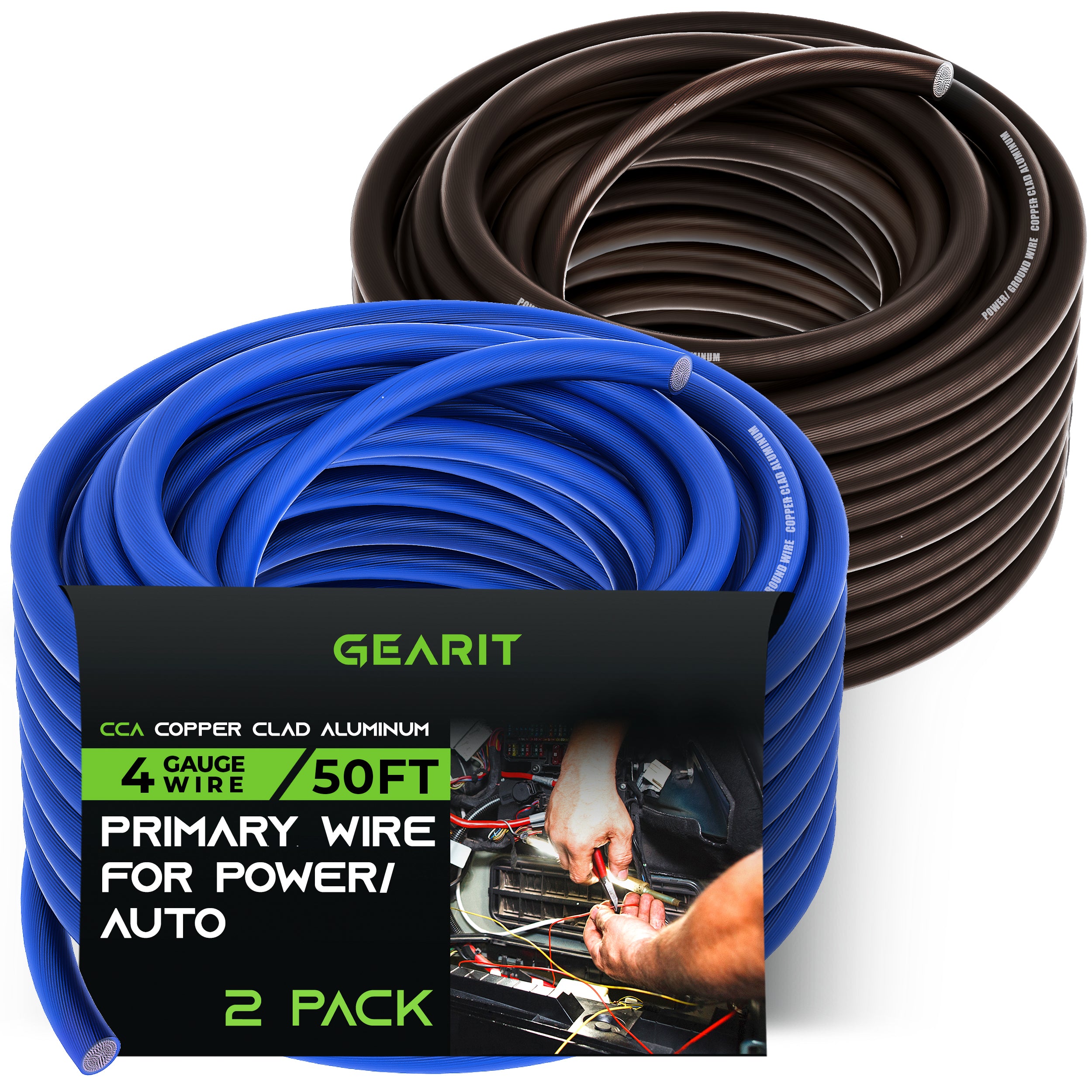 GearIT 16 Gauge Power Ground Electrical Wire Copper Clad Aluminum Sing