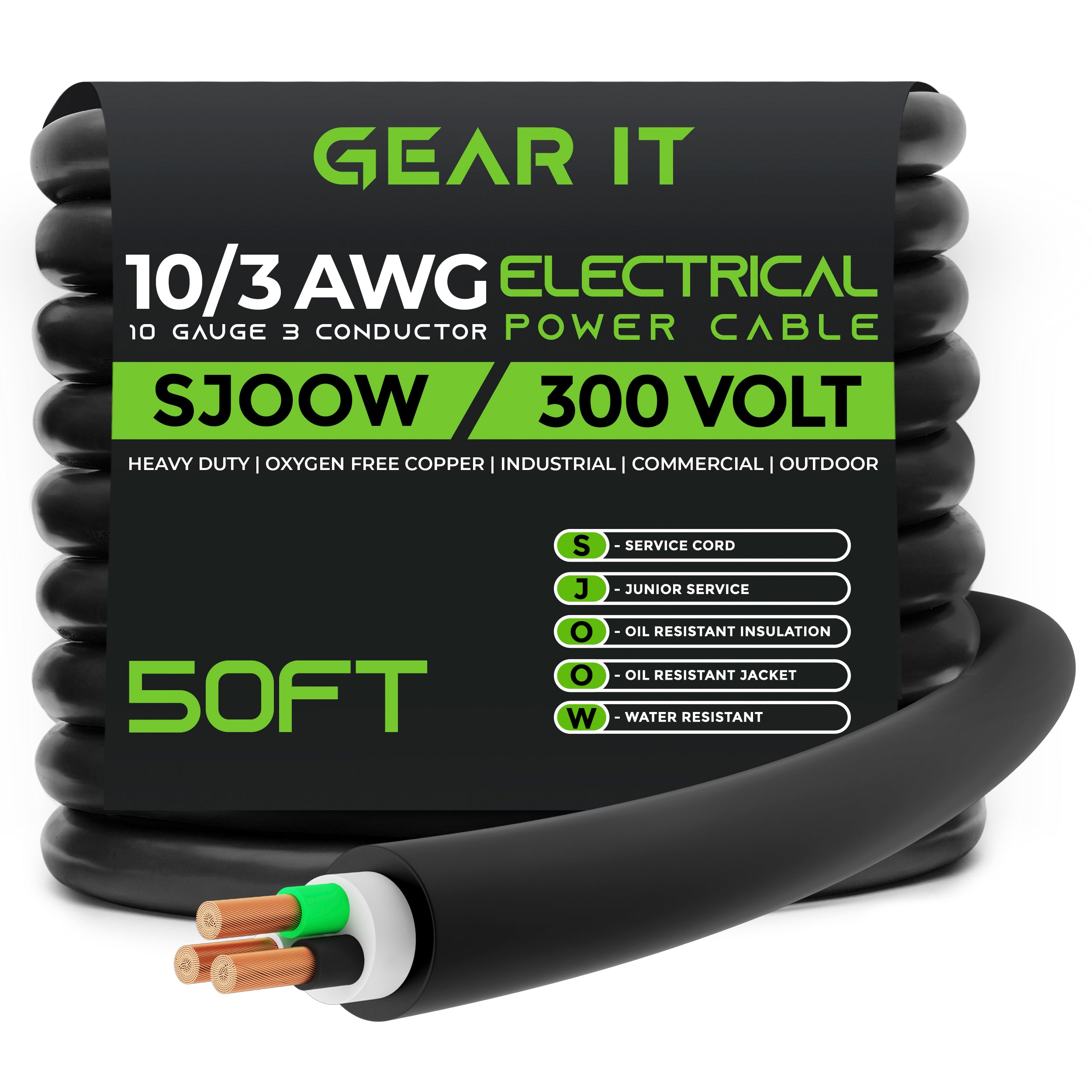 Premium SJEOOW 10 gauge 3-conductor wire, oil/water resistant, rubber - The  Electric Brewery