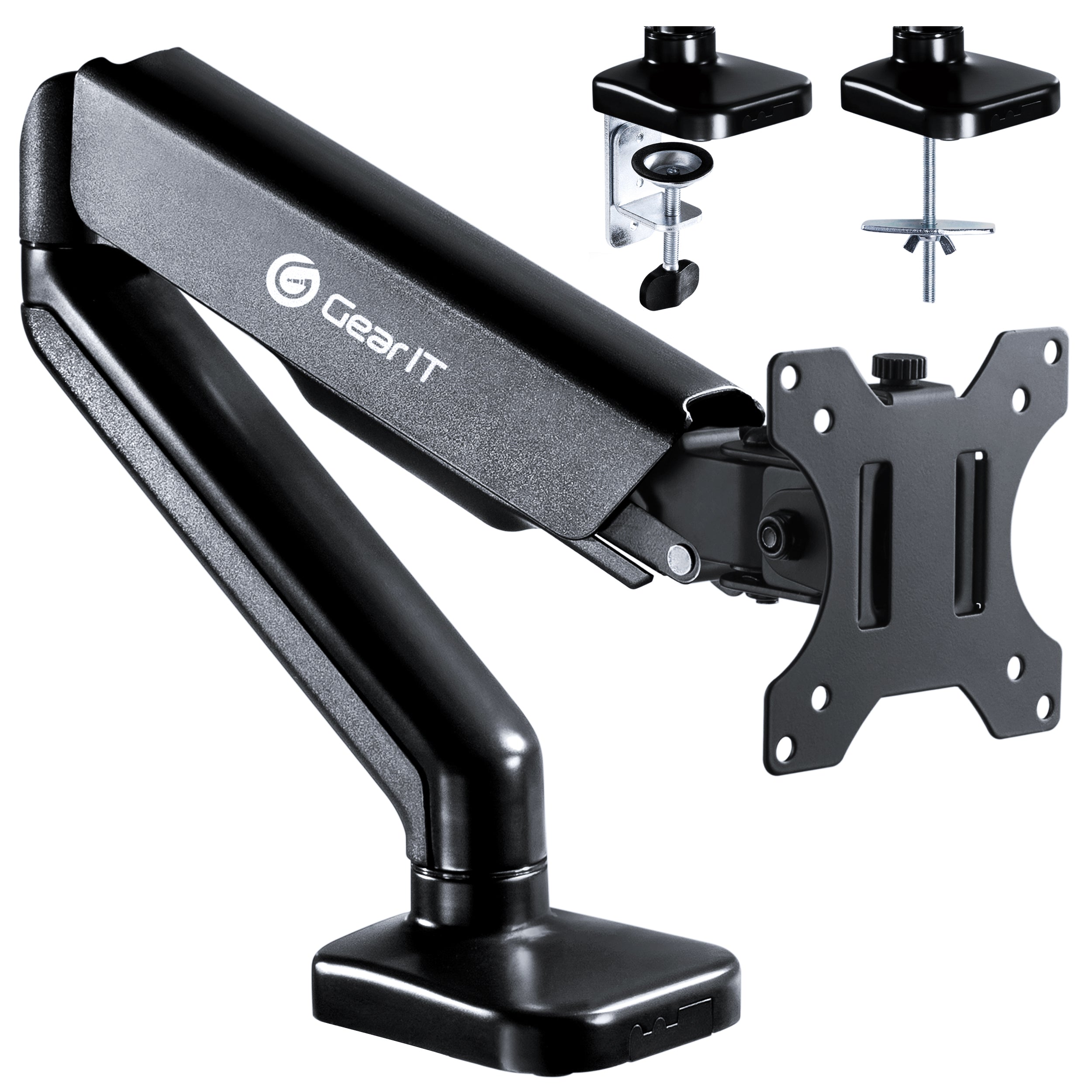 GearIT Single Monitor Mount (Up to 32 inch, 19.8 lbs) Desk Stand Mount for LCD LED Monitor, Fully Adjustable Articulating Gas Spring Arm with Quick