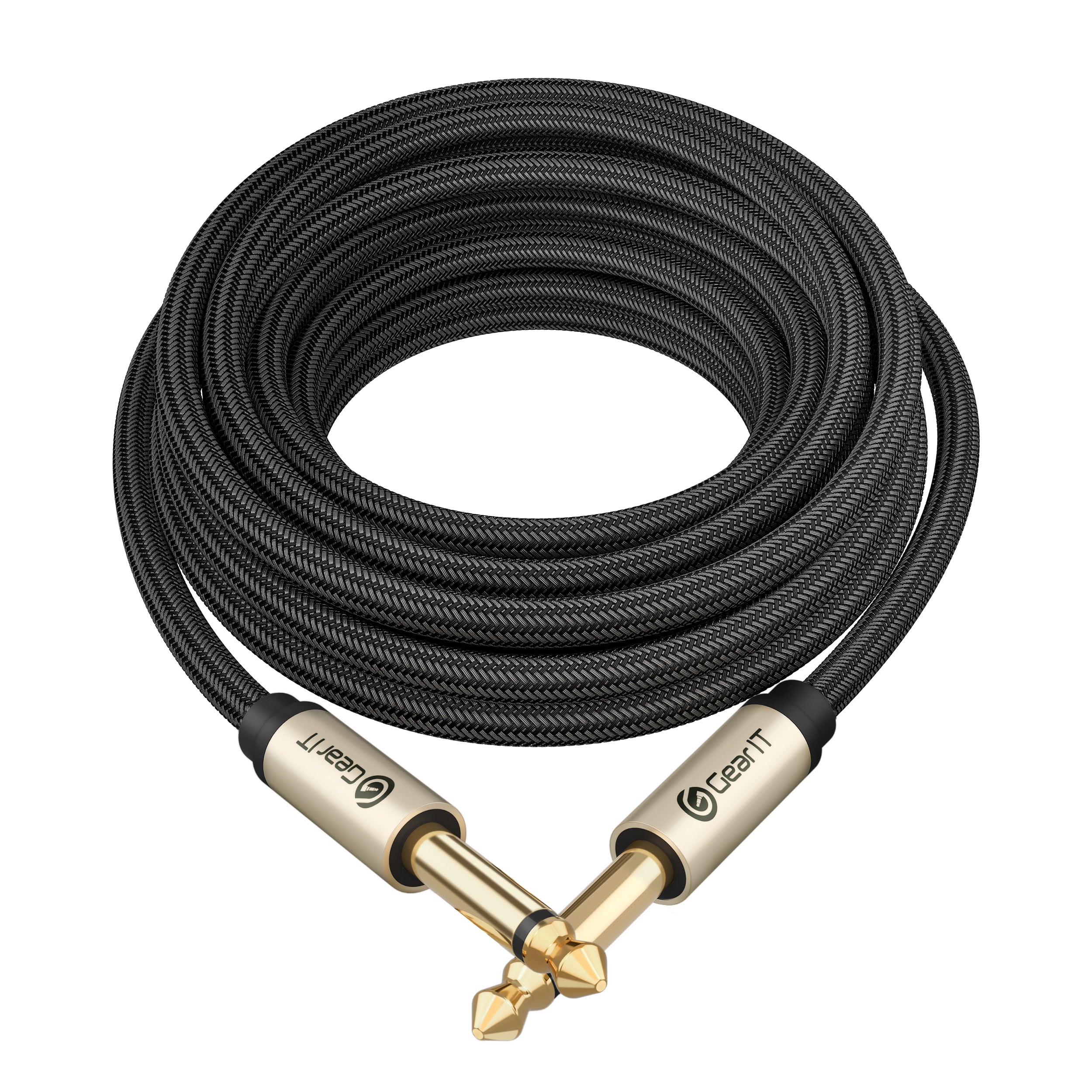  GearIT Cable de instrumento de guitarra (3 pies paquete de 2)  de 1/4 de pulgada a 1/4 de pulgada TS recto macho a macho de 0.250 in mono  Jack con conector