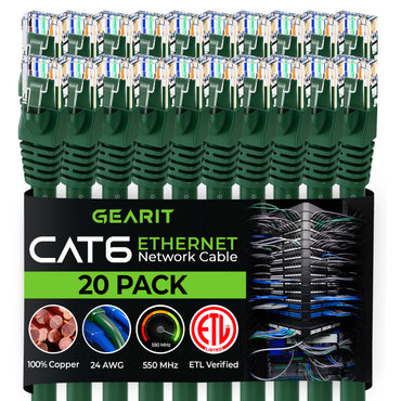 Cat 6 Ethernet Patch Cable (20-Pack) GearIT