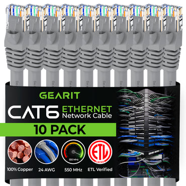 Cat 6 Ethernet Patch Cable (10-Pack)