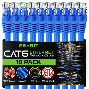 Cat 6 Ethernet Patch Cable (10-Pack)