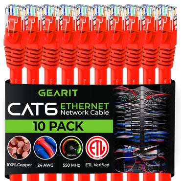 Cat 6 Ethernet Patch Cable (10-Pack)