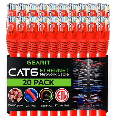 Cat 6 Ethernet Patch Cable (20-Pack) GearIT