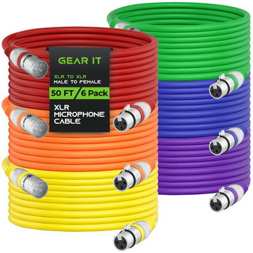 GearIT XLR Male to Female Microphone Extension Cable, Multicolor GearIT