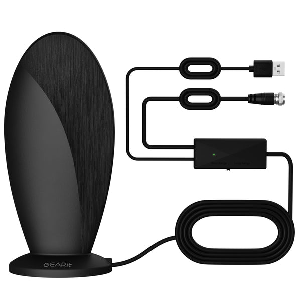 Indoor TV Antenna, 360° Amplified Signal, 16ft Coaxial