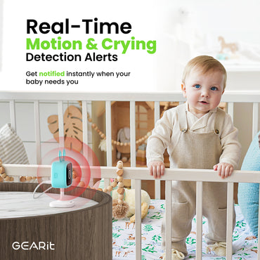 GEARit Wifi Baby Monitor Camera with Motion & Sound Detection - 2K Video, 2-Way Audio