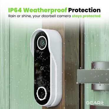 GEARit Smart Video Doorbell - Wireless 2K QHD Video Camera - IP65 Weather-Proof, Motion Detection, 2 Way Audio