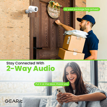 GEARit Wifi Motion Tracking Outdoor Security Camera - 2K Video, IP65 Weatherproof, Night Vision