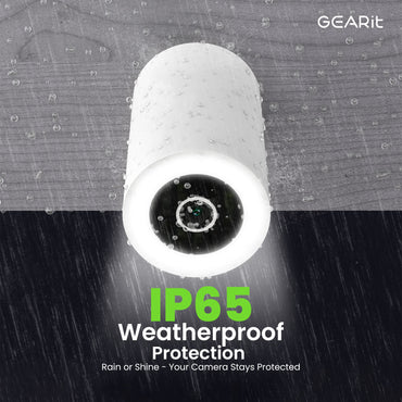 GEARit Wifi Motion Tracking Outdoor Security Camera - 2K Video, IP65 Weatherproof, Night Vision