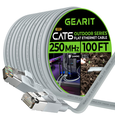 Gray Cat6 Flat Outdoor Ethernet Cable