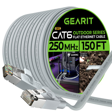 Gray Cat6 Flat Outdoor Ethernet Cable