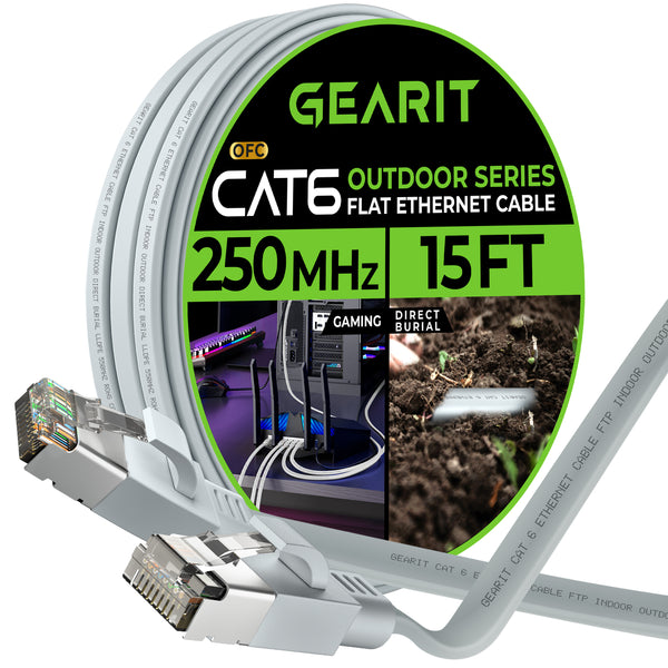 Gray Cat6 Flat Outdoor Ethernet Cable