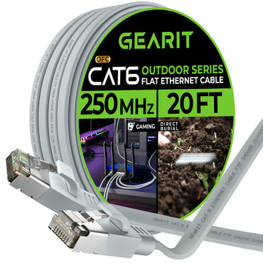 Gray Cat6 Flat Outdoor Ethernet Cable