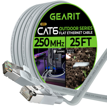 Gray Cat6 Flat Outdoor Ethernet Cable