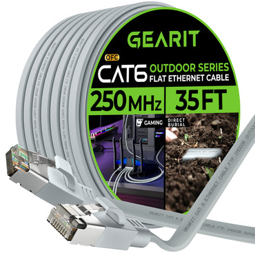 Gray Cat6 Flat Outdoor Ethernet Cable