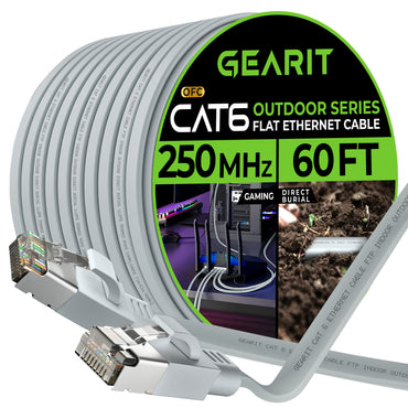 Gray Cat6 Flat Outdoor Ethernet Cable