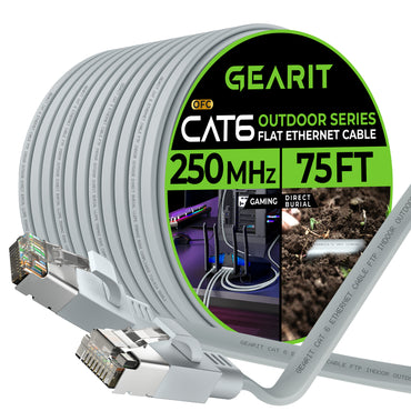 Gray Cat6 Flat Outdoor Ethernet Cable