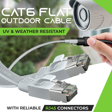 Gray Cat6 Flat Outdoor Ethernet Cable