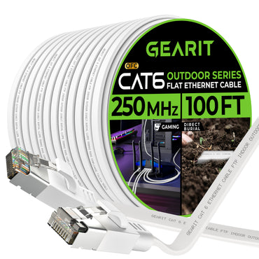 White Cat6 Flat Outdoor Ethernet Cable