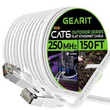 White Cat6 Flat Outdoor Ethernet Cable