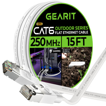 White Cat6 Flat Outdoor Ethernet Cable