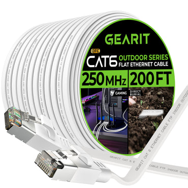 White Cat6 Flat Outdoor Ethernet Cable