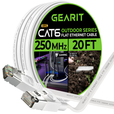 White Cat6 Flat Outdoor Ethernet Cable