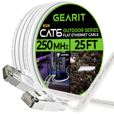 White Cat6 Flat Outdoor Ethernet Cable