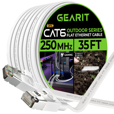 White Cat6 Flat Outdoor Ethernet Cable