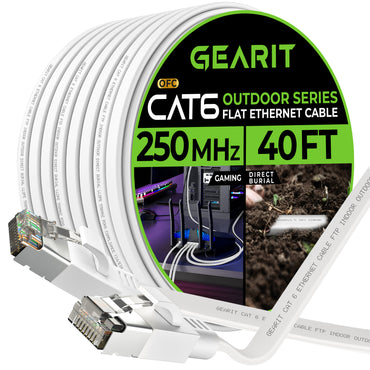 White Cat6 Flat Outdoor Ethernet Cable