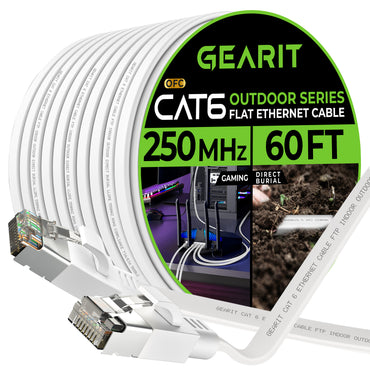 White Cat6 Flat Outdoor Ethernet Cable