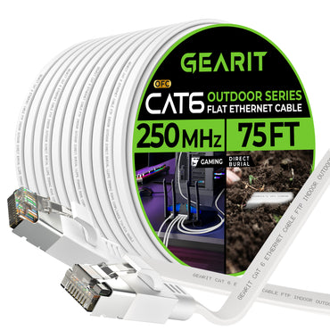 White Cat6 Flat Outdoor Ethernet Cable