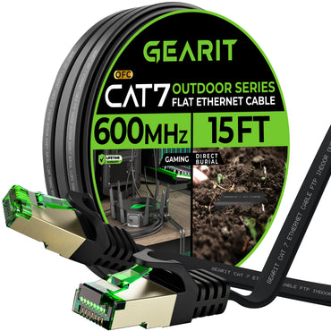 Black Cat7 Flat Outdoor Ethernet Cable