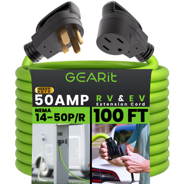 50 Amp NEMA 14-50 Heavy Duty Extension Cord Power Cord, Green