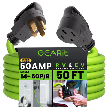 50 Amp NEMA 14-50 Heavy Duty Extension Cord Power Cord, Green