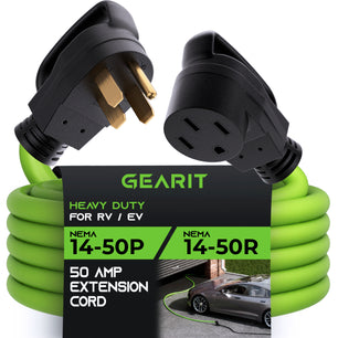 50 Amp NEMA 14-50 Heavy Duty Extension Cord Power Cord, Green