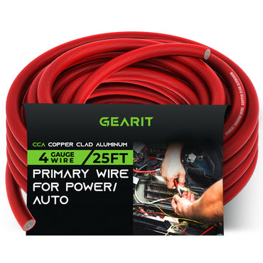 GearIT 4 Gauge Wire CCA - Primary Electrical Automotive Power/Ground Wire, 25 Feet GearIT