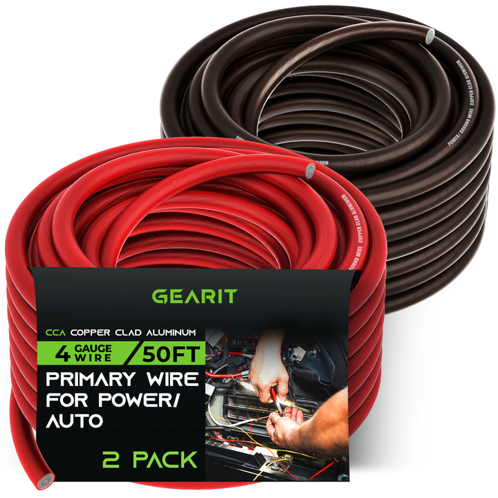10 Gauge Wire 100ft Each Black/red Copper Clad Aluminum Cca Primary  Automotive