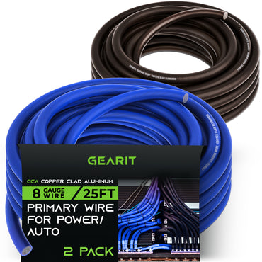 GearIT 8 Gauge Wire CCA - Primary Electrical Automotive Power/Ground Wire, 25 Feet GearIT