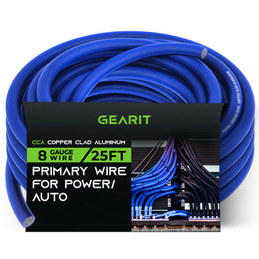 GearIT 8 Gauge Wire CCA - Primary Electrical Automotive Power/Ground Wire, 25 Feet GearIT