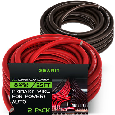 GearIT 8 Gauge Wire CCA - Primary Electrical Automotive Power/Ground Wire, 25 Feet GearIT