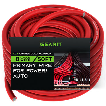 GearIT 8 Gauge Wire CCA - Primary Electrical Automotive Power/Ground Wire, 50 Feet - GearIT