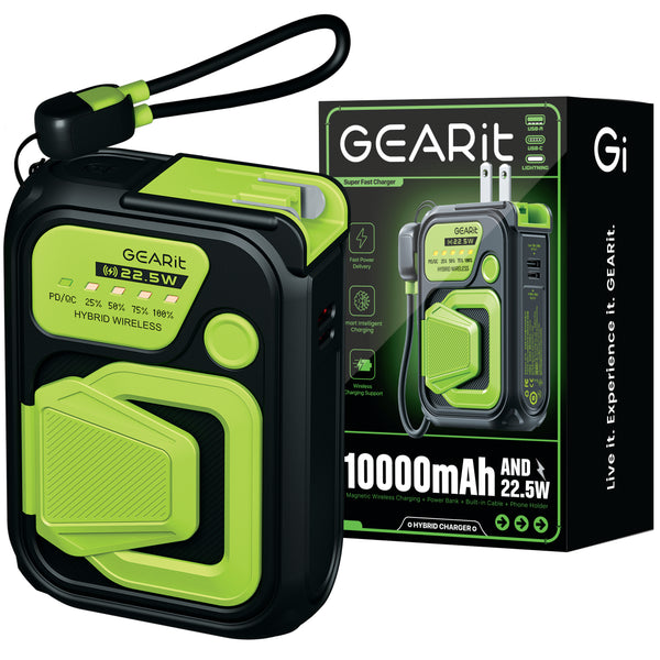 GEARit Lifestyle Series - 10,000mAh 22.5W 3-in-1 Hybrid Power Bank and Charger 2 Port