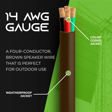 14/4 AWG OFC Outdoor Speaker Wire, Brown