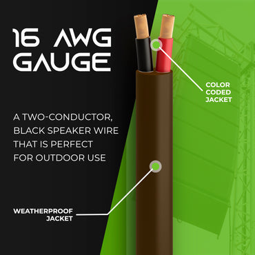 16/2 AWG OFC Outdoor Speaker Wire, Brown