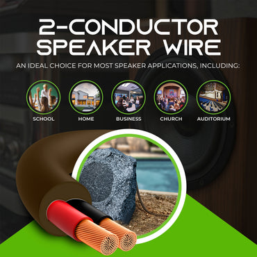 16/2 AWG OFC Outdoor Speaker Wire, Brown