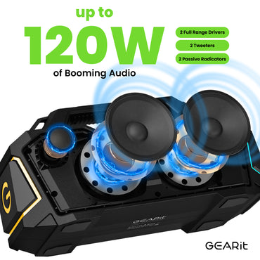 GEARit BOOM 120W Portable Bluetooth Speake IPX6