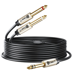 1/4-inch TRS Stereo to Dual 1/4-inch Y-Splitter Audio Mono Breakout Cable, Black